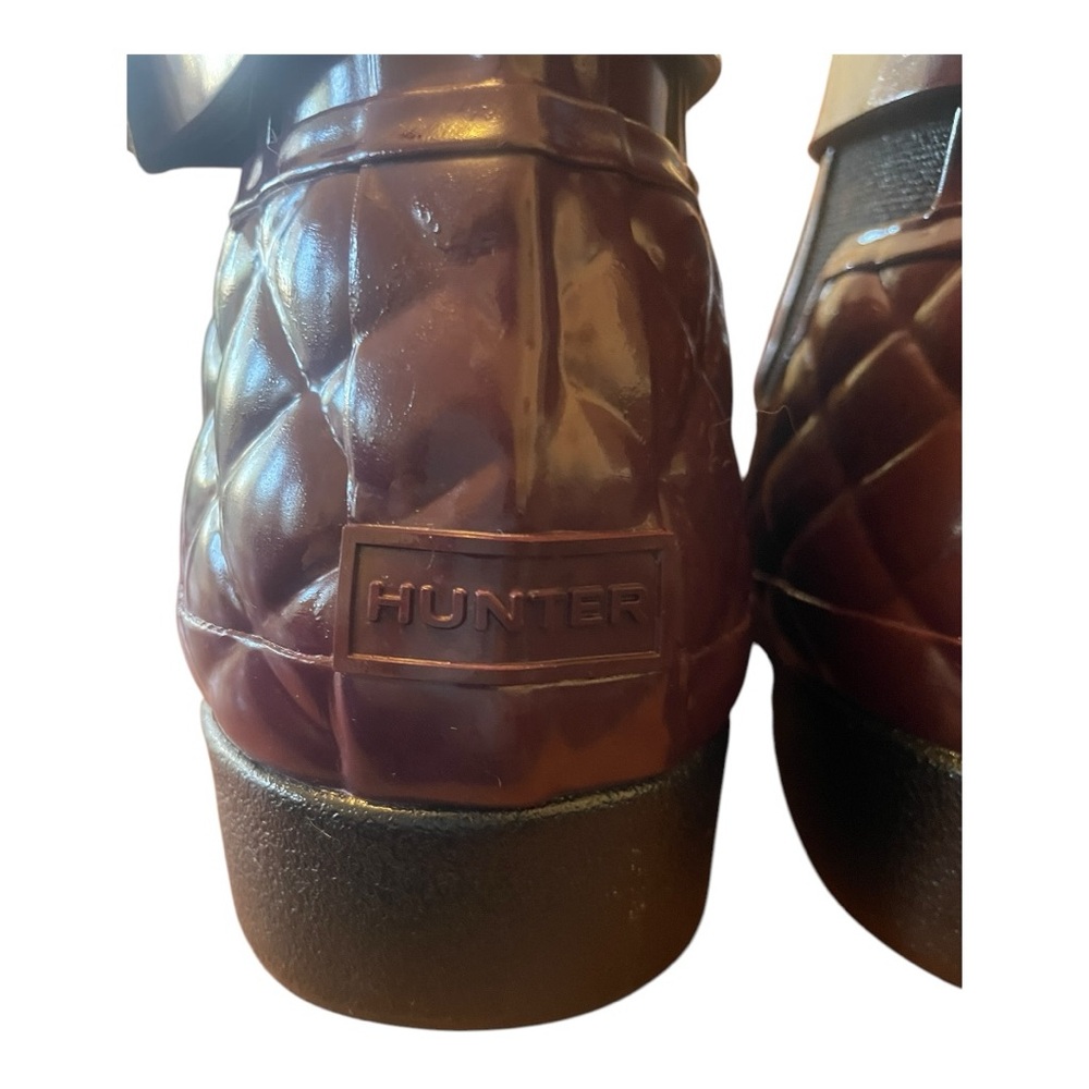 New Hunter Refined Slim-Fit Quilted Gloss Chelsea Rain Boots Merlot Size 9 - Picture 6 of 11